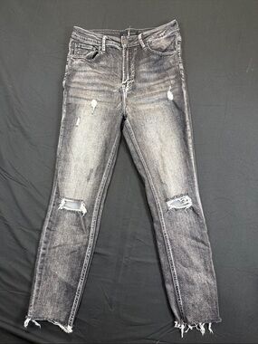 Women's Washed Black Distressed Skinny Jeans Size 7 28 Stretch